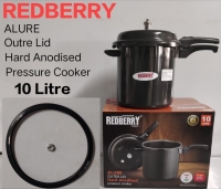 REDBERRY PREMIUM RANGE  HARD ANODISED PRESSURE COOKER: With FREE EXTRA GASKET & SAFTY VALUE  10 Ltr 