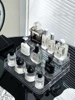 Acrylic Display Shelf Vanity Perfume Holder Organizer 3 Tiers Clear Display Risers Stand Plastic Figures Cupcake Storage Rack