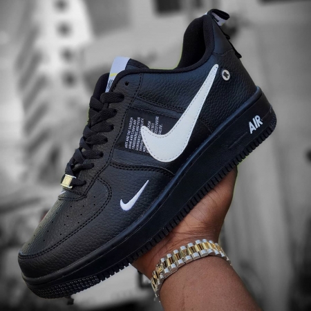 Nike Air Force 1 Black with White logo Sneaker