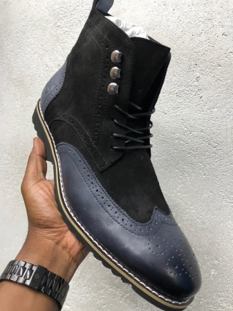 Timberland Navy blue lace up Pure leather High boots size 39-45