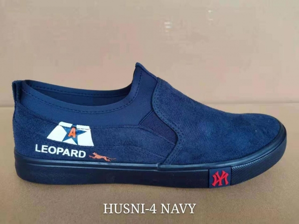 HUSNI-4 Navy Blue Leopard Unisex Quality Canvas Rubber shoes Size 40-44
