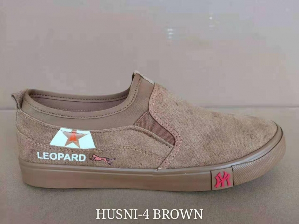 HUSNI-4 Brown Leopard Unisex Quality Canvas Rubber shoes Size 40-44