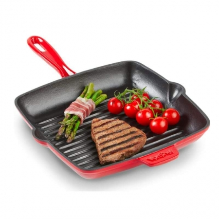 VonShef Cast iron grill pan Size -28cm with Enamel coating