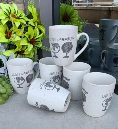 A set of 6 cups quality ceramic cups world is amazing printed tea mugs/ coffee mugs