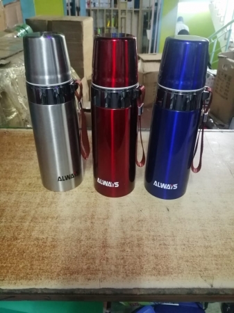 Always 550ml unbreakable hot and cold thermos flask Red, blue and silver color