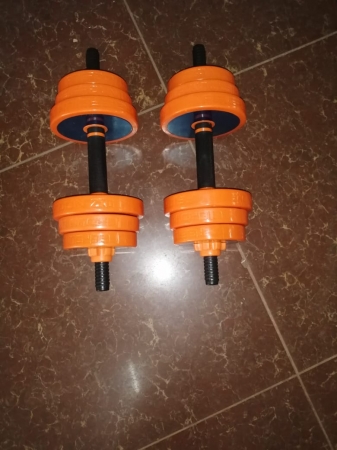 20kg Rubber Coated Dumbells with barbell 