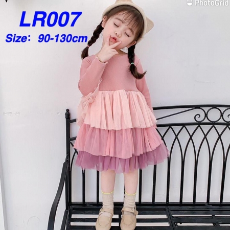 Pink/peach LR007 kids dress 120 cm 5 to 6 year, 130 cm 6 to 7 year