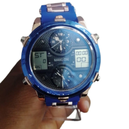 High Quality Maklon Day Date Just Blue Gold Coated Watch