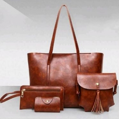 Generic 4PC Brown Women Leather Bag set