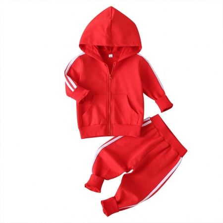 Red Stripped Hooded Kids Track suits