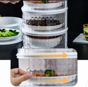 Multi-Layer Transparent Stackable food Insulation Cover 