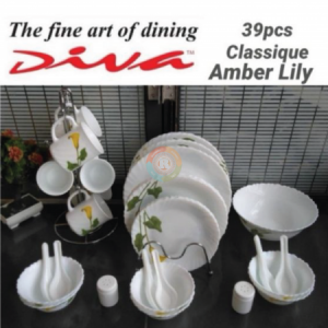 39 pcs classique amber lily dinnerware set