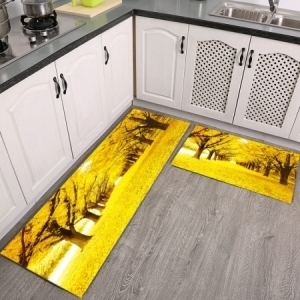 Yellow 3D Kitchen Mats 2 piece Set