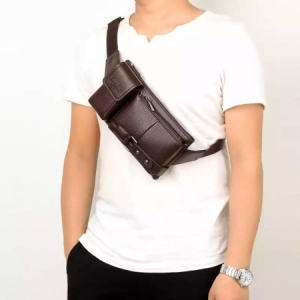 Trendy leather crossbody chest waist bag