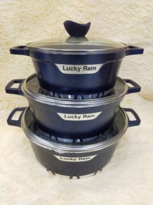 3pcs lucky rain granite coated nonstick cookware set