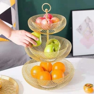 3 layer golden mesh fruit rack