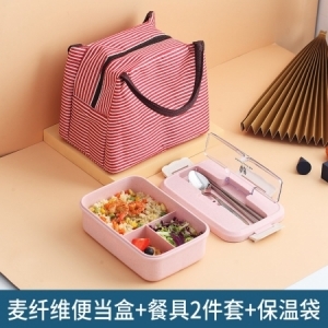 Insulated lunch box with a bag cup and spoon