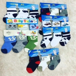 3 pairs of cute unisex organic cotton baby socks