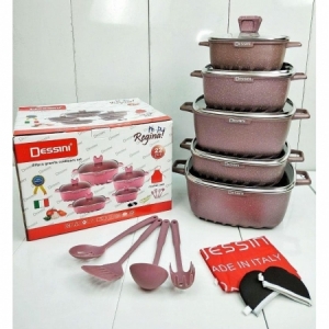 22 Pcs Dessini Square Patterned Cookware Set