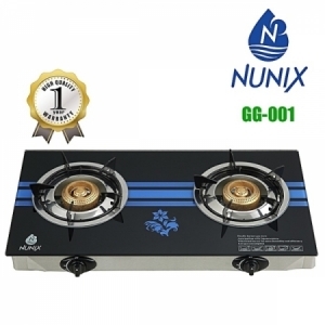 Nunix GG PRO-002 - Tampered Glass-Top Gas Table Cooker with blue decoration