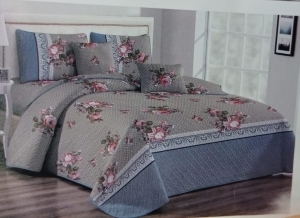 Grey floral bedcover set 7by8 1 bedcover 1 bedsheet 2 pillowcases 