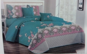 Blue floral bedcover set 7by8 1 bedcover 1 bedsheet 2 pillowcases 