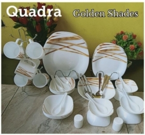Golden shades Quadra Square Dinner set 39+6pc Spoons free