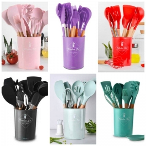 12 piece silicone spoons cooking set