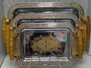 3pc set Silver serving trays