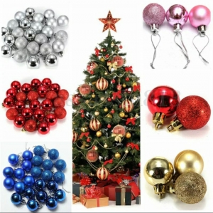 24pc Christmas tree balls available in gold silver red green colors