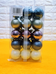 6pc set mixed colors Merry Christmas balls with glitters