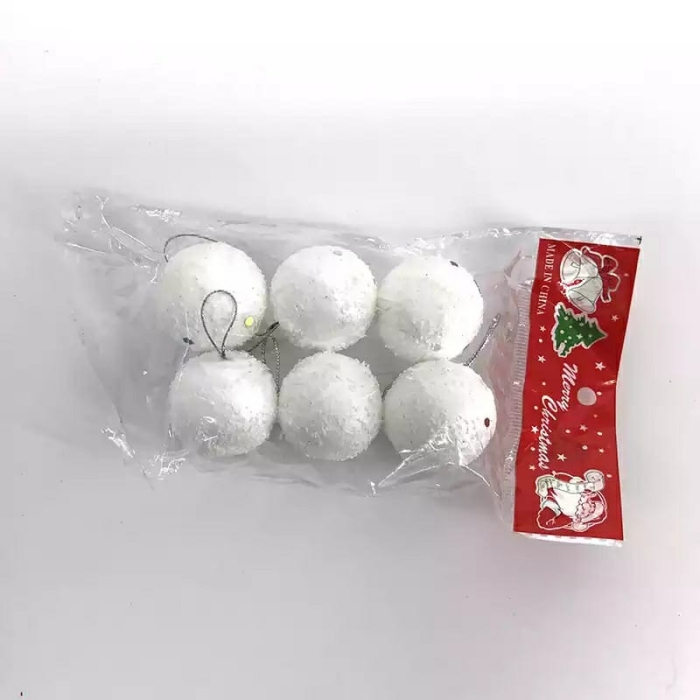 6pc christmas white balls 