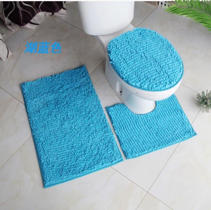 New sky-blue 3pcs Non slip, absorbent microfiber bathroom mat