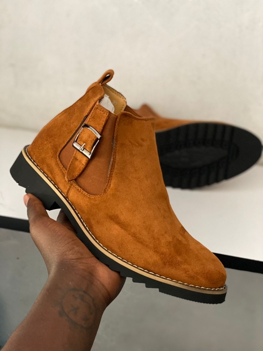 brown ankle boots with backle