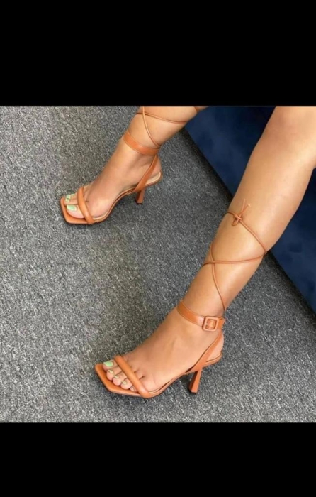 brown classy heels with long laces
