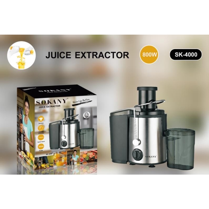 800w SK-4000 SOKANY Stainless Steel Juice Extractor with Over Heat Protection