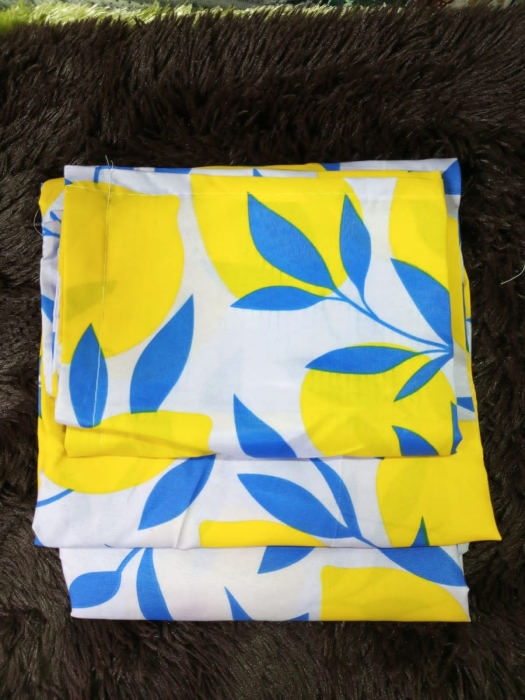 6/6 quality yellow pair of bedsheets  with amazing blue flower blend 