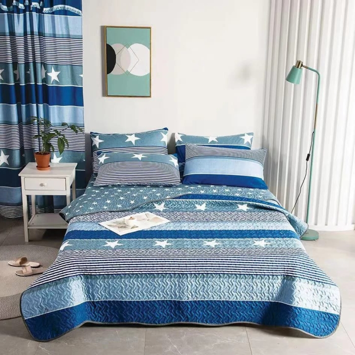 blue blend  cotton duvet cover Size 7x8 One bedsheet Two pillowcases