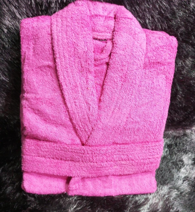 Pink color Super Soft Cotton Rich Fleece Robe Wrap Bathrobe / Nightwear Snuggle down in comfort around the house or after-shower routine. It is a lovely light but cozy bathrobe. One size, generous fit