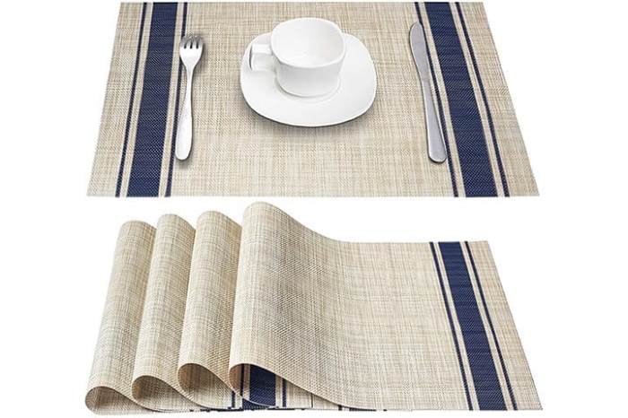 Pvc non woven placemats  Place Mats with , Eageroo Non-Slip, Washable, Table Mats Made of PVC, Tear-Resistant, Heat-Resistant, Place Mats, Dirt-Repellent, Brown 4 pcs