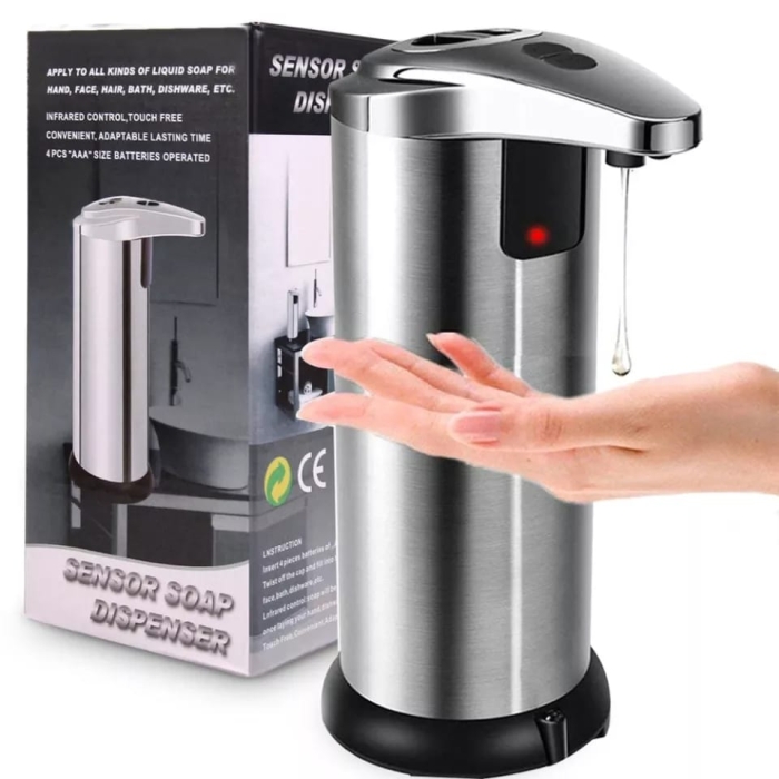 KaKille Automatic Soap Dispenser,Touchless Automatic Soap Dispenser, Infrared Motion Sensor Stainless Steel Auto Hand Soap Dispenser with Waterproof Base for Bathroom Kitchen Hotel 300ml