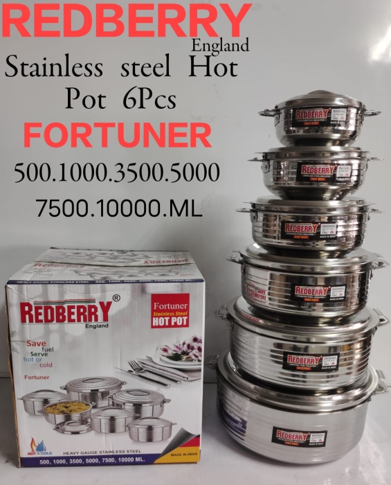 Redberry fortuner stainless steel hotpots 6pcs in a set