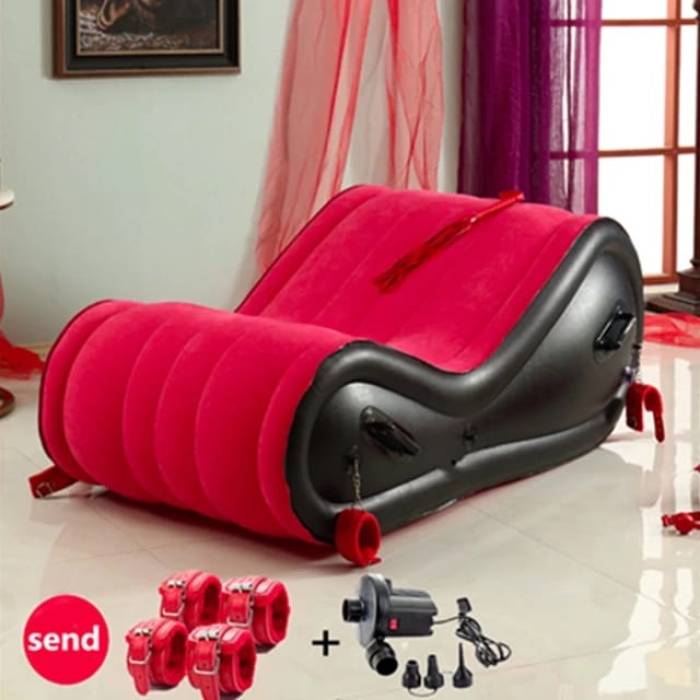 Inflatable Sex Sofa Bed  Tantra Seat Plus Free Pump & Handcuffs 