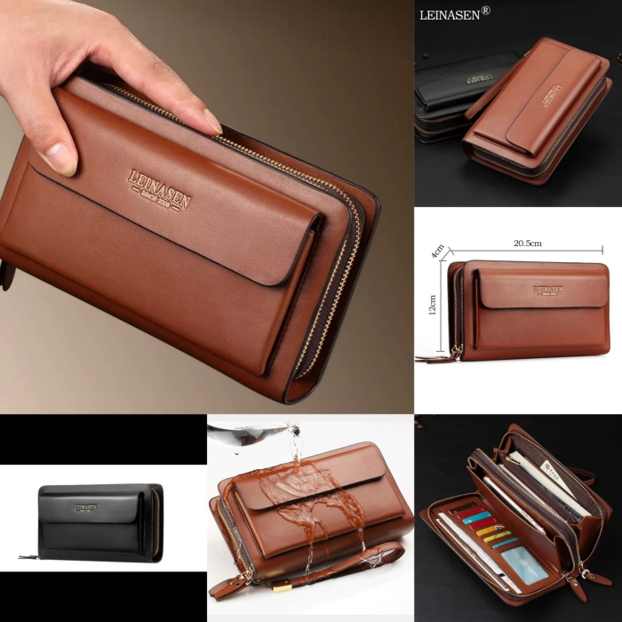 unique charm classic fashion precious gift for a lady High-end business model clutch bag Restocked Perfect gift  leather wallets   has double zipper   has a coins slot   anti scratch   waterproof   