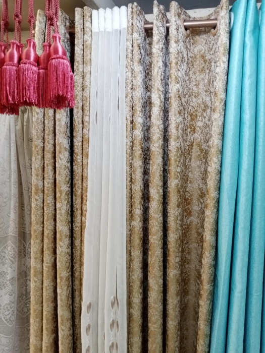 3pc 1.5m by 1.5m curtain, 2m shear  high quality brown Curtain with sheers