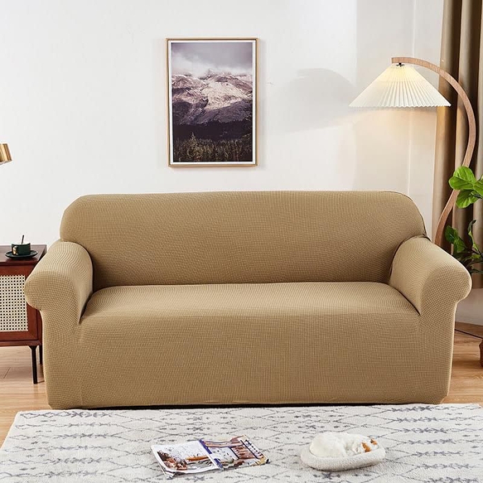 Trendy Fashion stretchable Brown 3 seater Slip Covers without Cushion covers quality seat covers Superior fabric Fits any size sofa Stays in place Easy installation Machine washable sofa covers