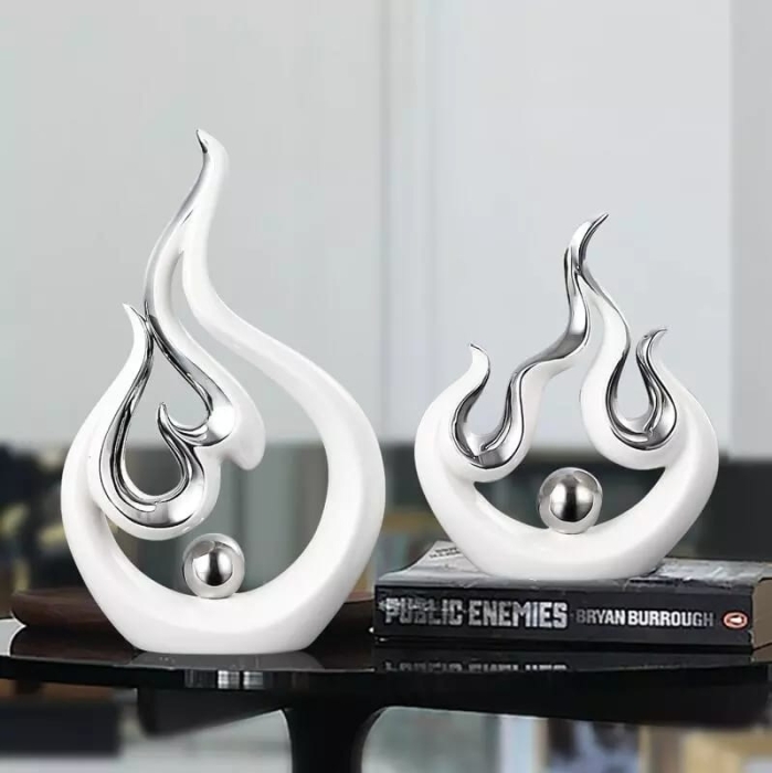 Europe High Quality Sculptures Statues Ornaments Figurine Collectible Figurines Silver White Ceramic Lover Ornament Home Furnishing Decoration Crafts Wedding Birthday Gifts Office Figures Art-Style_2_
