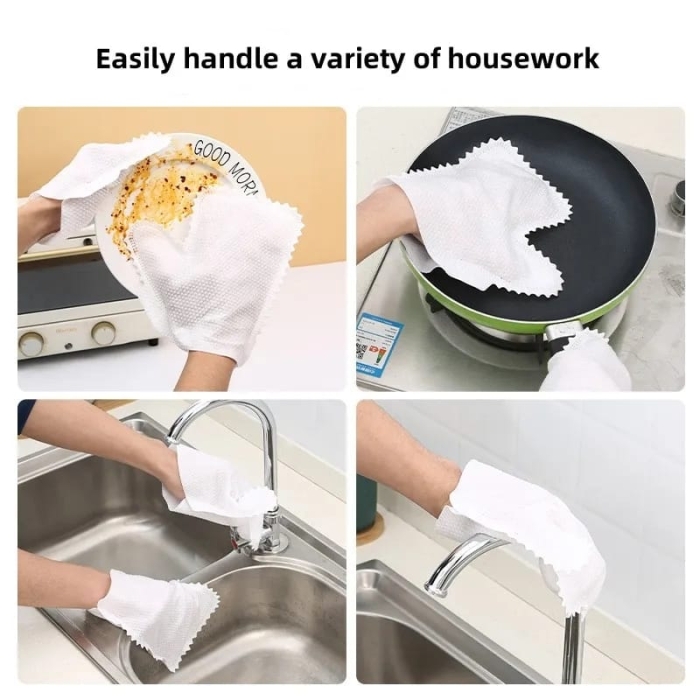 10Pcs/Set Lazy Glove Cleaning Cloth Non Woven Fabric Rag Reusable Remove Dust Household Cleaning Breathable Gloves Scouring Pad
