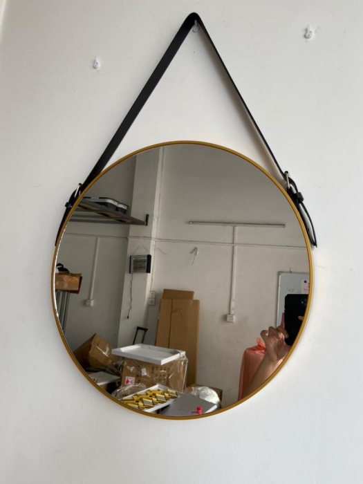 Makeup Hanging Mirror Hemp Rope Hanging Mirror with Iron Art Edge Frame Circle Design Vanity Mirror for Bathroom Makeup Shavin