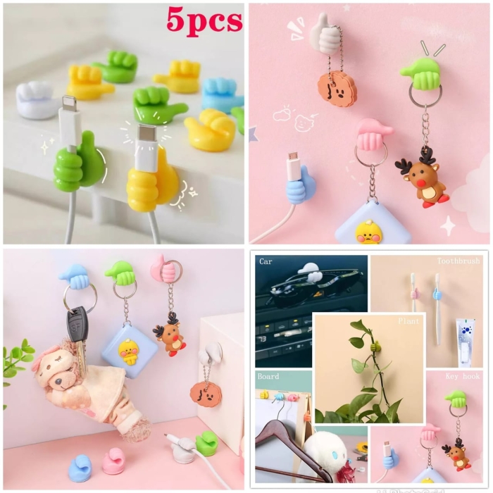 Order New  Self adhesive thumb hooks 5 pieces  Random colours // home  organizers 